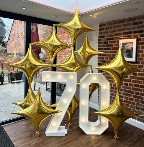 Image of Gold Star Balloons,12Pcs Four Angle Star Foil Balloons,26Inch and 10Inch Gold Quadrangle Helium Balloon for Birthday Graduation Anniversary Baby Shower Wedding Party Decorations | 26Inch and 10Inch Gold Quadrangle Star Helium Balloon for Birthday New Year Eve Graduations Wedding Party Decorations
