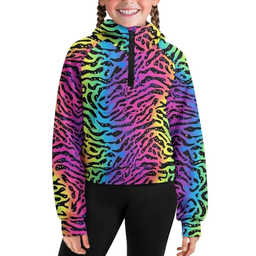 Uourmeti Half Zip Sweatshirts for Teen Girls Long Sleeve Cropped Hoodies Fall Pullover Tops