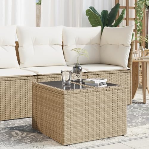 Gaseeto Gartentisch-Beige26 Gartenmöbel Sitzgruppe Gartenlounge Rattan Lounge Set Gartensofa Balkonmöbel Gartenmöbel Rattan Terrassenmöbel(ohne Stauraum)