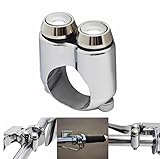 FVMOTO 2 Buttons CNC Hand Control Momentary Switch Micro Switch, for 7/8 Inch 22mm Bars Handlebar Bobber Cafe Racer Chopper Universal (Chrome)