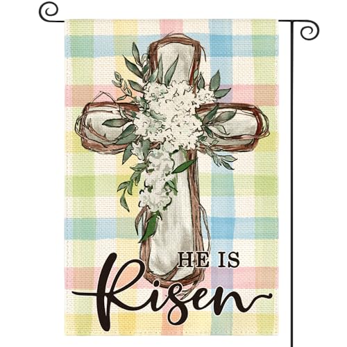 Drapeau de jardin de Pâques double face en tissu robuste de 45 cm