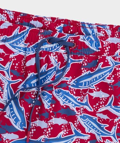 vineyard vines Men's Standard 7 Inch Printed Chappy Swim Trunks, Bonefish-Red2