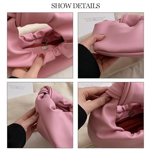 Bolso de mano de cuero arrugado en forma de nube para mujer miniatura 5