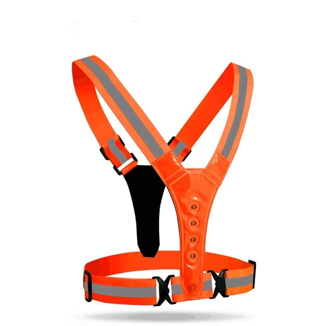 Gilet de Sécurité Réfléchissant Gilets réfléchissants LED Gilet réfléchissant, gilet réfléchissant réglable adulte, nuit de course, circonscription, Gilet Haute Visibilité ( Blue : Oranje , Size : One