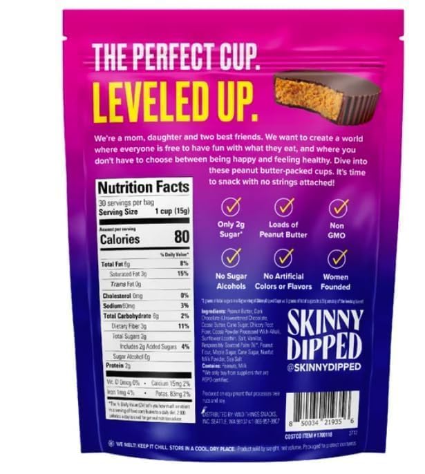 Skinny Dipped Cups, Dark Chocolate Peanut Butter 30 Count
