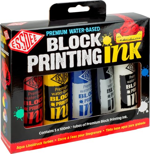 Essdee Premium Quality Block Printing Ink (Pack of 5 Primary Colours) 19 x 18 x 4 cm