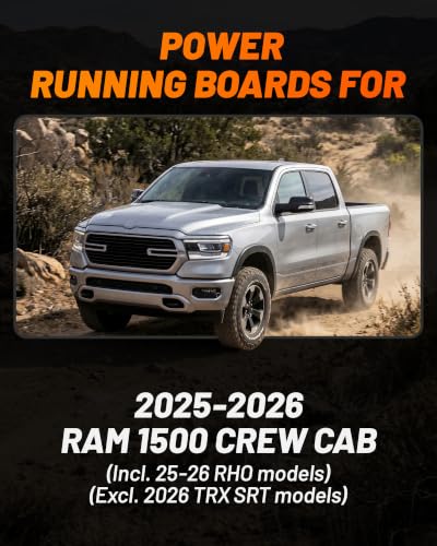 Image of WOLFBOX Power Running Boards for 2025-2026 Ram 1500 Crew Cab | 660lb Load, Rust-Proof, Non-Slip, No-Drill Install, LED Lights & 5-Yr Warranty, E-RB01
