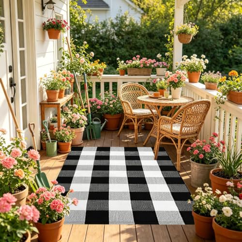 Thanksgiving Plaid Front Door Mat Outside Entrance Outdoor Doormats,Black - image 7