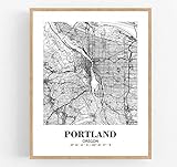 Eleville 11X14 Unframed Portland Oregon City View Abstract Road Modern Map Art Print Poster Wall Office Home Decor Minimalist Line Art Hometown Housewarming wgn453