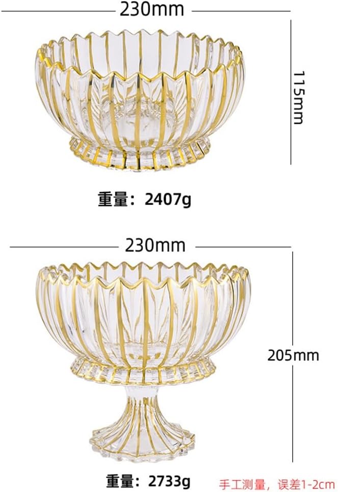 Living Room Fruit Plate Crystal Glass Bucket Bar Shaped Gold Flower Offering Edge High Dry