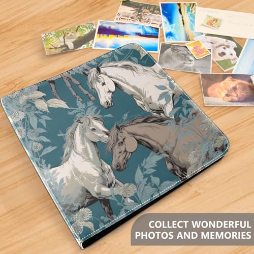Álbum de Fotos Autoadhesivo DIY, Álbum de Recortes con Diseño Floral y Caballos, Encuadernación de 3 Anillas, Libro Fotográfico de 40 Páginas para 8x10 pulgadas miniatura 5