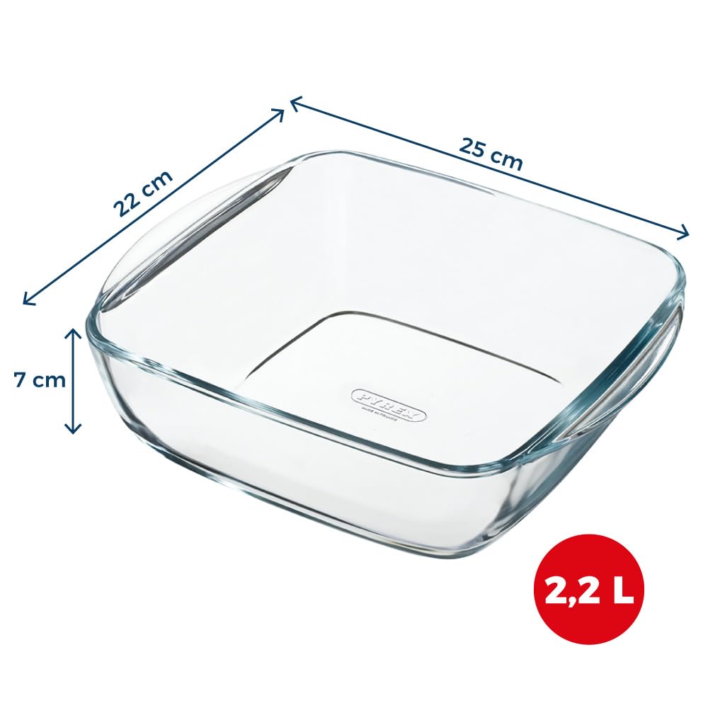 Plat air fryer - PYREX - 1450142 - Carré - En verre borosilicate - 25 x 22 cm