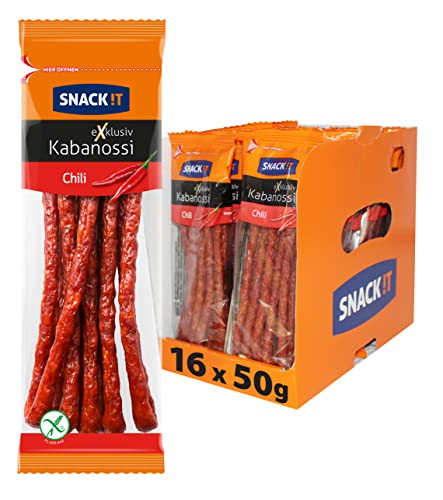 Tarczyński Snack It Exclusive Chilli Kabanos Sausage 50 g (Pack of 16) - Meat Snack On The Go Multipack