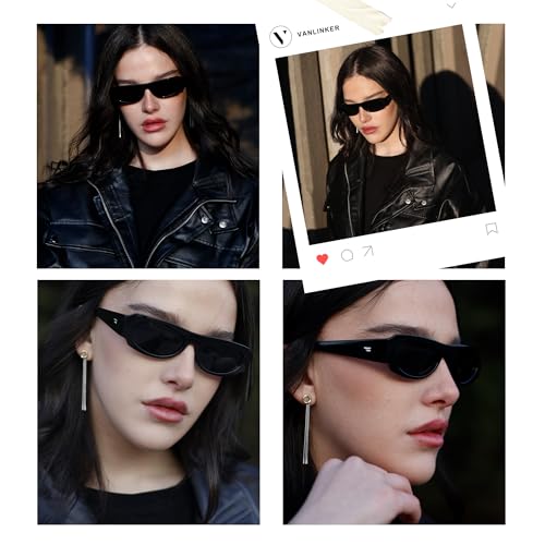 VANLINKER Trendy Retro 90s Sunglasses Womens Mens Vintage Oval Frame Polarized Small Shades VL97822