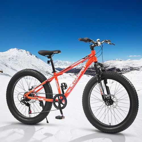 24 Inch Fat Tire Mountain Bike, 7 Speed Adult Mountain