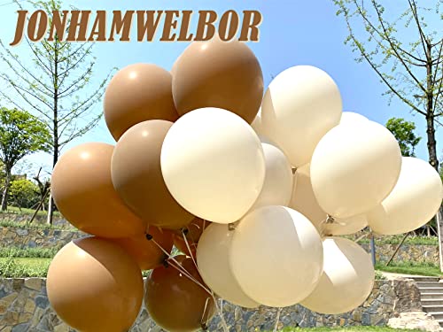 Image of Jonhamwelbor Light Brown Balloons 12 inch 100 Pack Coffee Brown Matte Mocha Caramel Helium Latex Balloons for Birthday Baby Shower Wedding Decorations