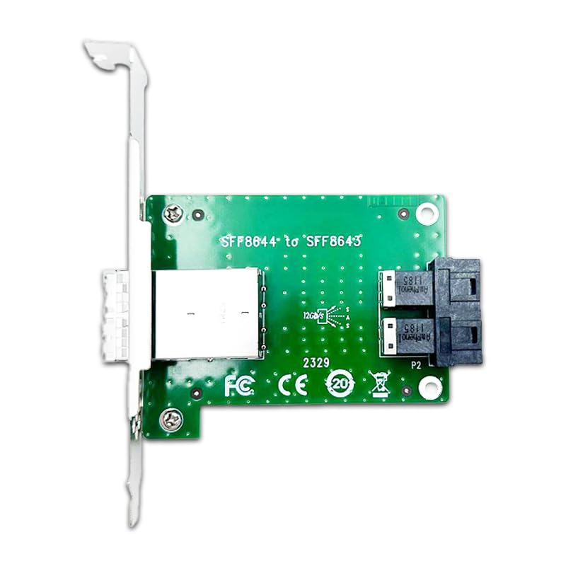 2-Port SFF-8644 to 2-Port SFF-8643 Transfer Card, Internal to External Mini-SAS HD Adapter