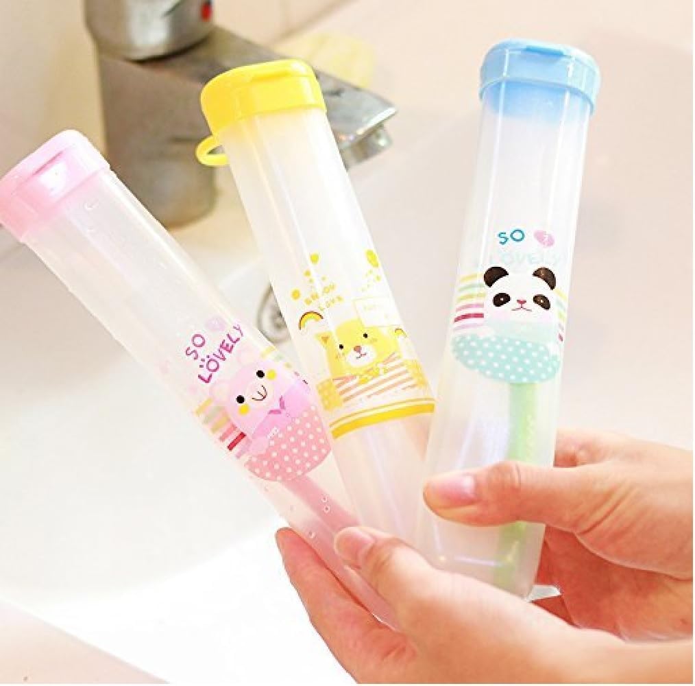 Prostuff.in Plastic 2 Pcs Toothbrush Holder with Cap Antibacterial Toothbrush Case Cover, Travelling Accessories Multi Color