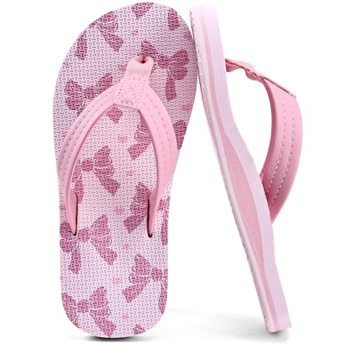 IceUnicorn Boys Girls Flip Flops Kids Summer Sandals Lightweight Sandal Shoes for Swimming Beach Pool(Pink Bow 35)