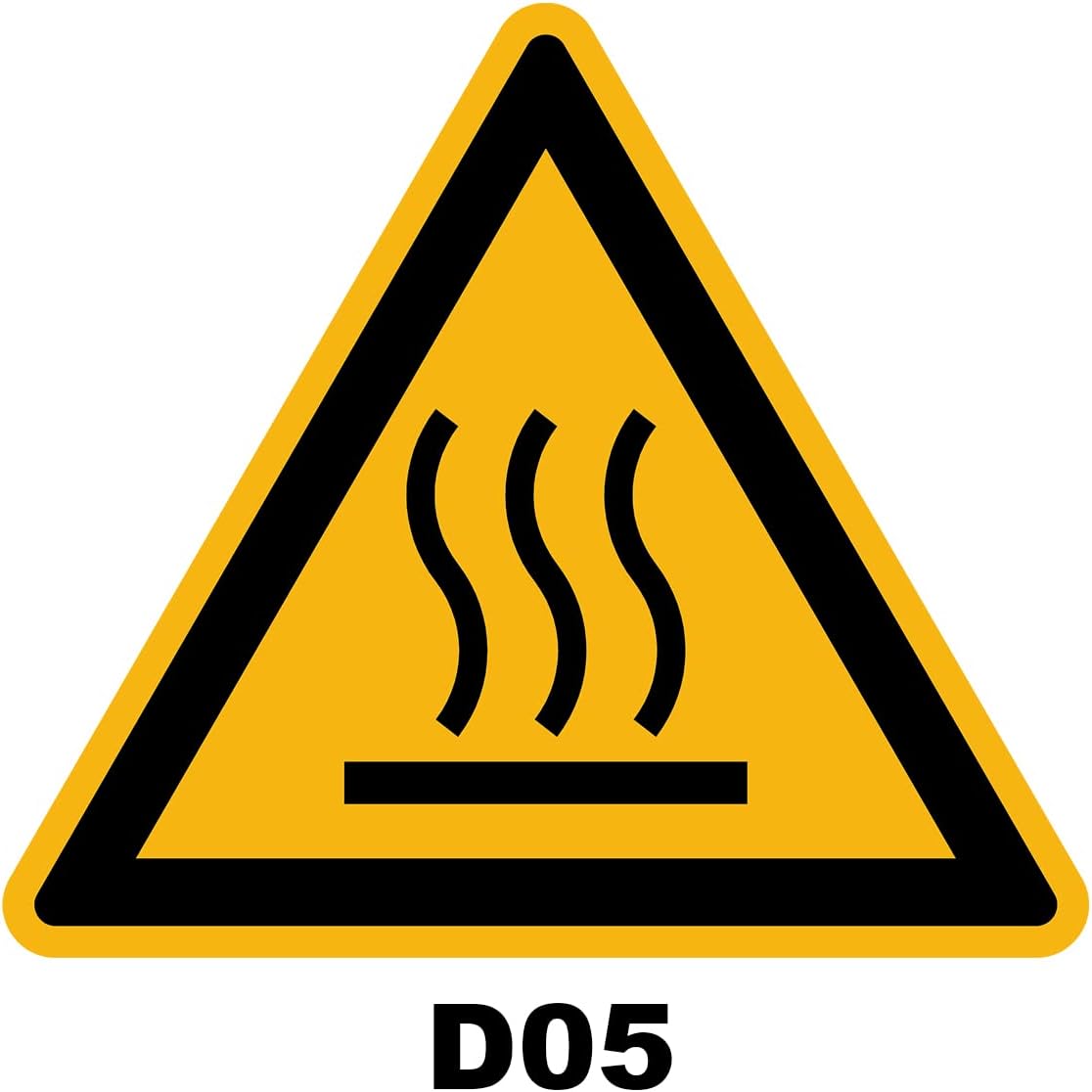 Sticker Danger Warning NF ISO 7010 - Laminated Triangular Signage Adhesive Sticker Water and UV Resistant - Hot Surface - 10x10 cm