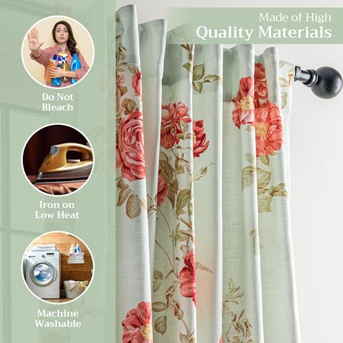 Image of Maison d' Hermine Curtains for Living Room 100% Cotton 50 inchx124 inch (Pack of 1) | 124 inches long Light Filtering Curtains for Windows Bedroom with Rod and Loop Pockets - Villette - Aqua