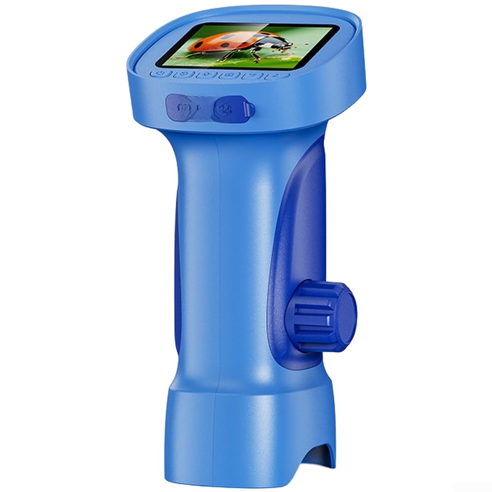 Microscopio digitale con schermo IPS da 2,4 pollici, ingrandimento 1000x, fotocamera HD da 2 MP, 8 luci a LED, per laboratorio scientifico e educativo per bambini (blu)