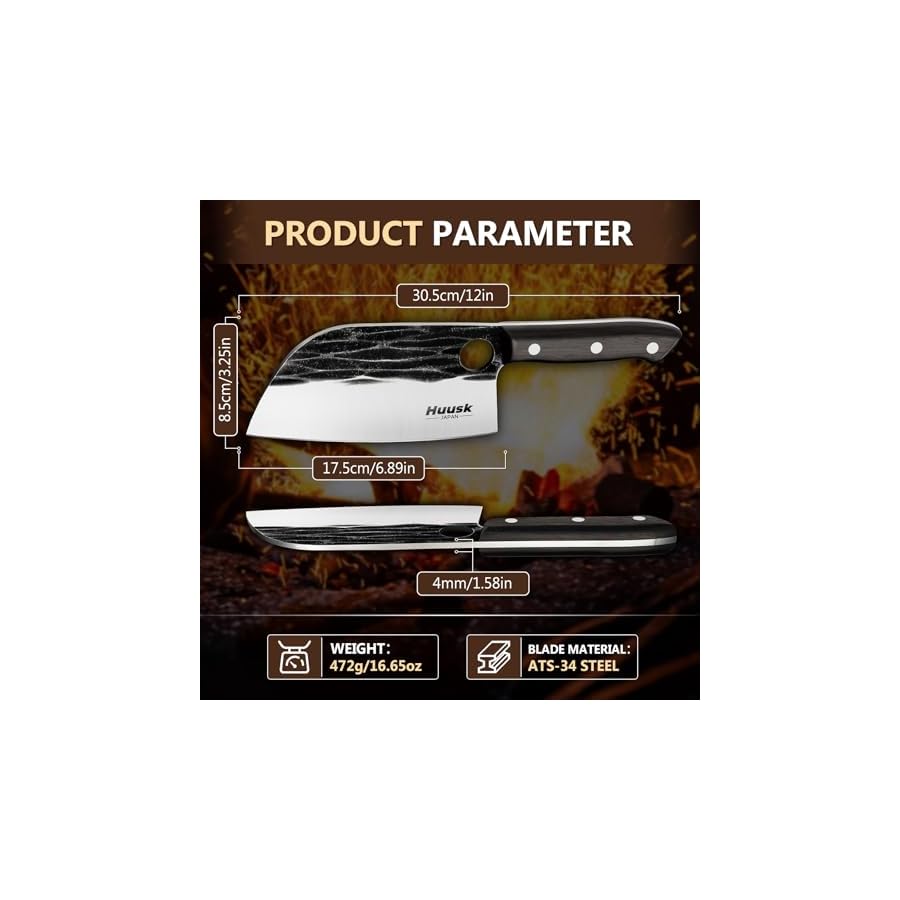 Huusk-Serbian-Chef-Knife-Hand-Forged-Meat-Cleaver-with-Sheath-High-Carbon-Steel-Full-Tang-Knife-Heavy-Duty-Butcher-Knife-for-Kitchen-or-Camping-Outdoor-Christmas-Gifts-Gifts-for-Dad Huusk Serbian Chef Knife Hand Forged Meat Cleaver with Sheath High Carbon Steel Full Tang Knife Heavy Duty Butcher Knife for Kitchen or Camping Outdoor Christmas Gifts Gifts for Dad