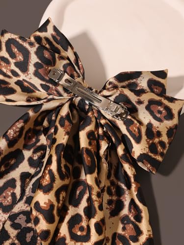 Gran lazo de cabello de raso con estampado de leopardo miniatura 4