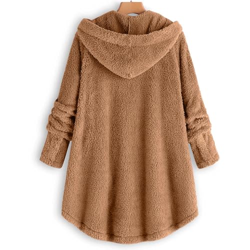 Girls Fuzzy Jacket with Pockets Hooded Fleece Sherpa Long Sleeve Button up Teen Warm Winter Long Coat Kids Clothes4