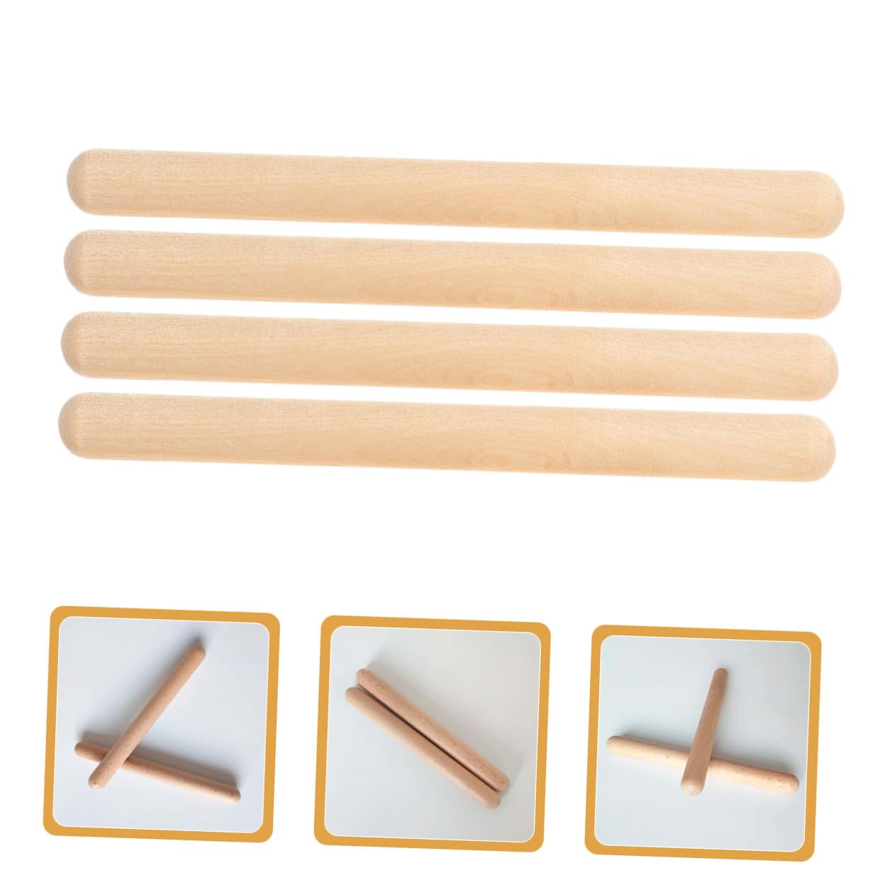 Beaupretty Bacchette Ritmiche in Legno 32 Unitá Bordo Arrotondato per Ragazzo Ragazza, Gioco Musicale Sicuro per Sviluppare Talento Musicale in Gioco All'aperto o Compleanno