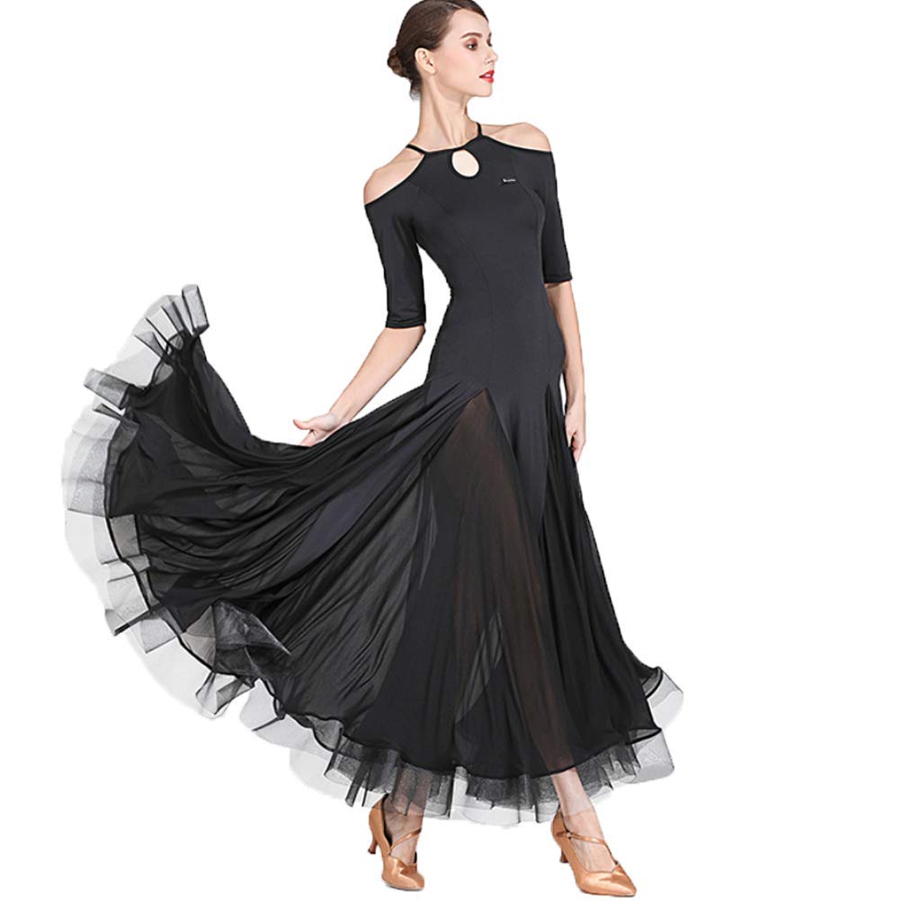 Vestiti da Ballo Standard Abiti Donna Tulle Cuciture Abito da Ballo Donna Liscio Valzer Moderna Abbigliamento Ballo Standard da Pratica