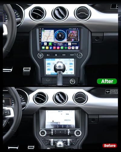 Image of 12.1-inch Vertical Screen Car Stereo for Ford Mustang?for 2015 2016 2017 2018 2019 2020 2021 - with OEM Style Design Plug and Play Installation - Custom Fit Dashboard No Modification Required Split sc