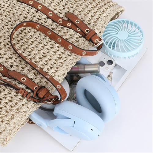 Bolso de hombro tejido de paja con tachas para mujer miniatura 5