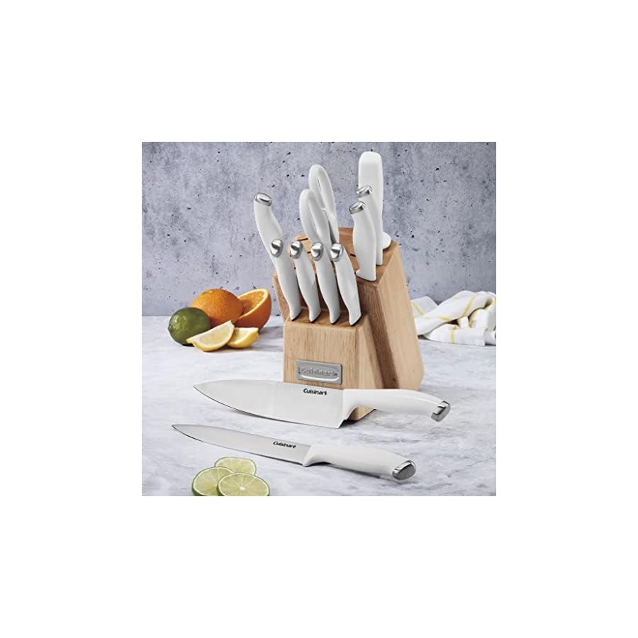 Cusinart Block Knife Set, 12pc Cutlery Knife Set with Steel Blades for Precise Cutting, Lightweight, Stainless Steel, Durable & Dishwasher Safe, C77SSW-12P