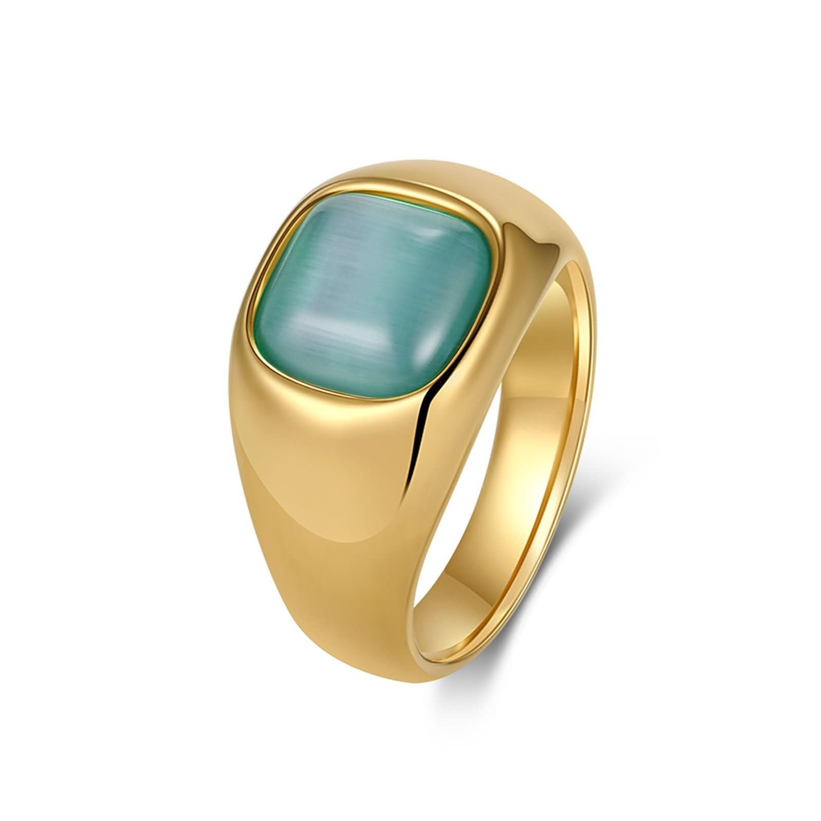 Anneau or bleu femme bague opale carrée cadeau personnalisé idéal - 6