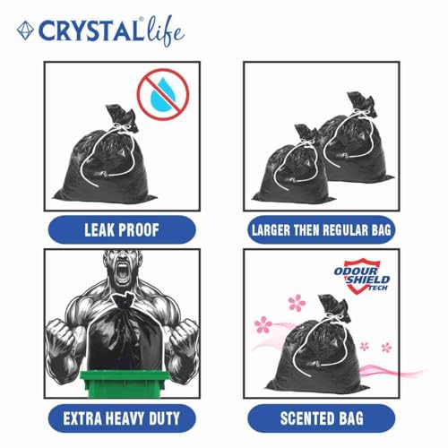 Image of Crystal Premium Perfume Garbage Bags Black, Small 17x19 Inches, 120 Bags