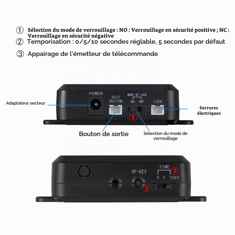 Kit Complet de Système de Contrôle d'accès sans Fil 433MHz Télécommande Ouvre Porte + 180KG/ 350lbs Serrure électromagnétique + 30 Mètres émetteur à Distance