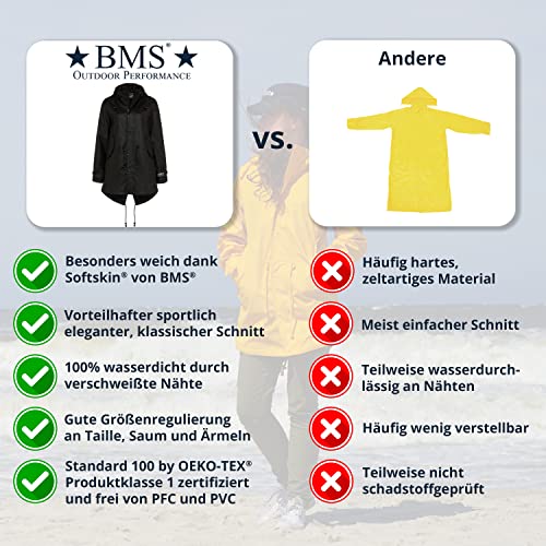 BMS Regenmantel 100% wasserdicht - schwarz - 38