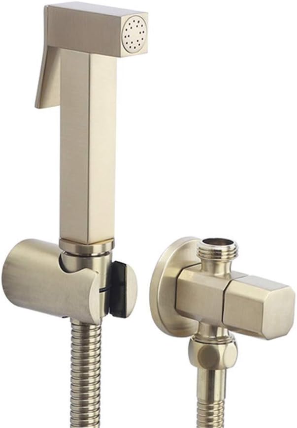 LUNEZY Toilet Bidet Faucet Brushed Gold Brass Single Cold Muslim Shower Blow-Fed Spray Gun Nozzle Bidet Faucet Anal Cleaning Ass Bidet Dusche Shattaf,Set 2