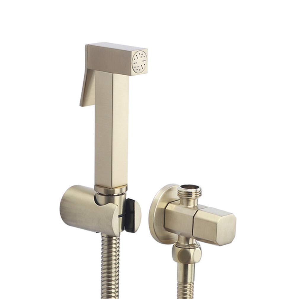 CWCQGH Toilet Bidet Faucet Brushed Gold Brass Single Cold Muslim Shower Blow-Fed Spray Gun Nozzle Bidet Faucet Anal Cleaning Ass Bidet Dusche Shattaf,Set 2,Set 2