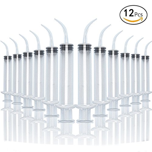 LINCURY 8pcs/12pcs/100pcs 12cc Disposable Dental Syringe Dental Care Rinse Enema Syringe, Curved Tip?or as Feeding syringes for Small Animals