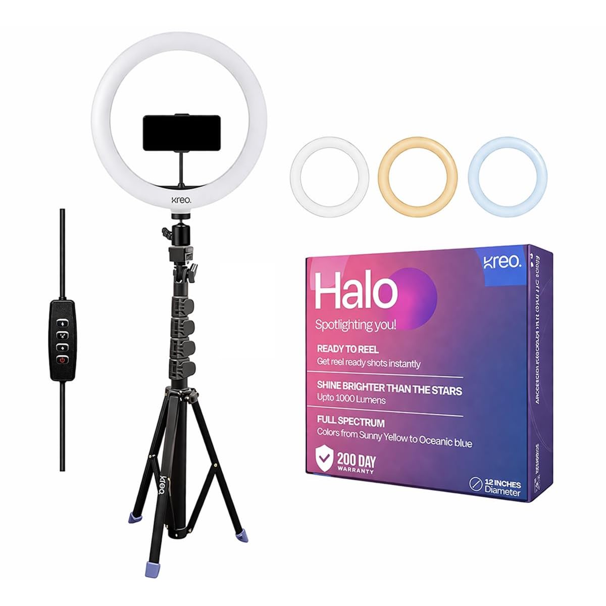 Kreo Ring Light 12" for Video Shooting Professional Studio Light with Tripod Photography Halo YouTube ringlight kit for YouTube Instagram Accessories (with Tripod)-image-7