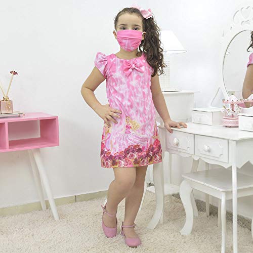 Vestido infantil da Barbie princesa na cor rosa