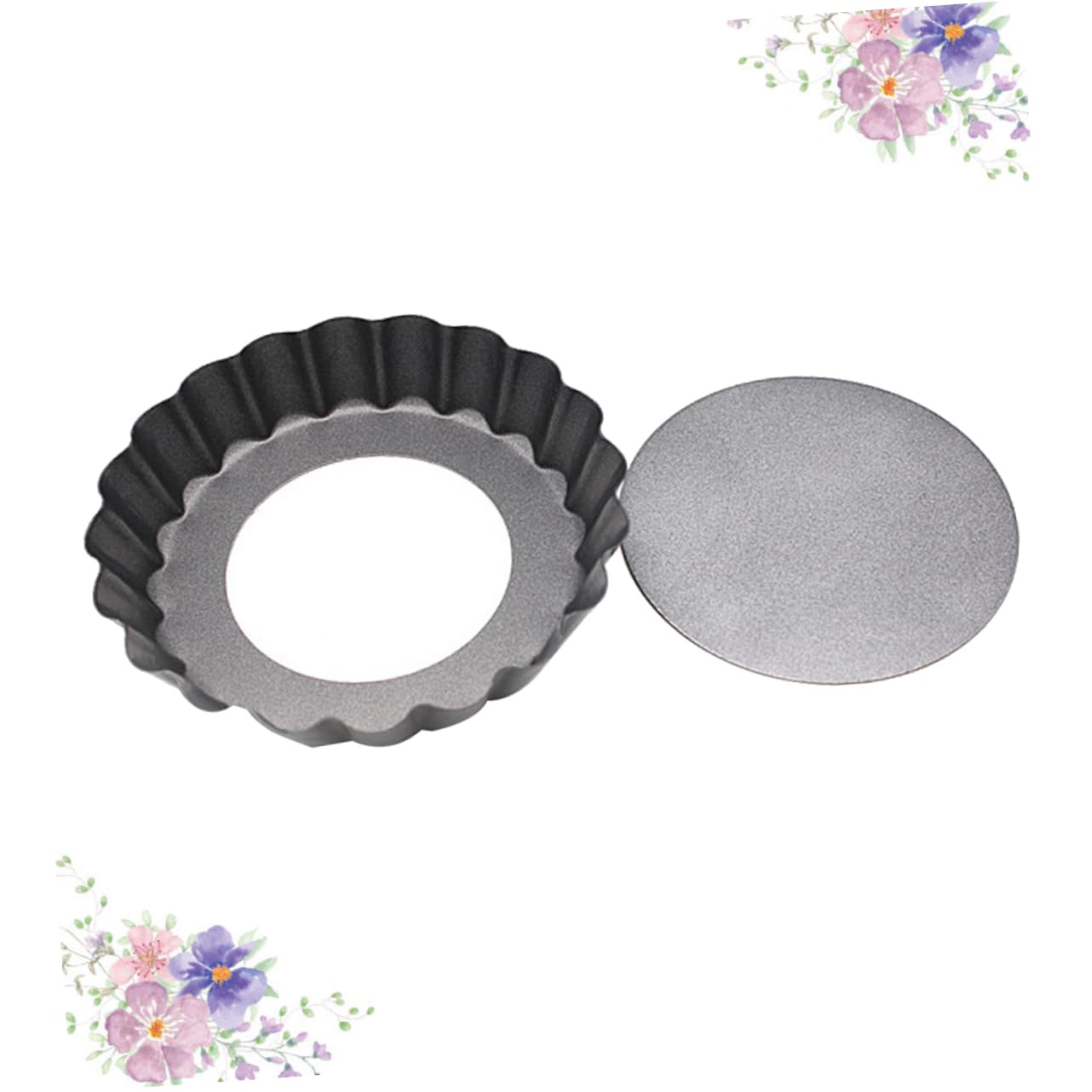 GRIRIW 4 Inch Mini Tart Pans Set Lids Round Baking for Miniature Cakes Easy Steel