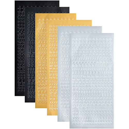 SURALIN 6 PCS Pegatinas Letras,Pegatinas Personalizadas Nombre,letras Adhesivas Grandes,Letras Adhesivas Pequeñas(Oro Negro Plata)