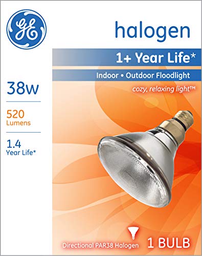 Ge Halogen Light Bulb, Energy Efficient Par38 Flood Light Bulb, 38-Watt, 520 Lumen, Medium Base, Soft White, 1-Pack Spotlight Bulb, Indoor And Outdoor Flood Light Bulb #TOP1