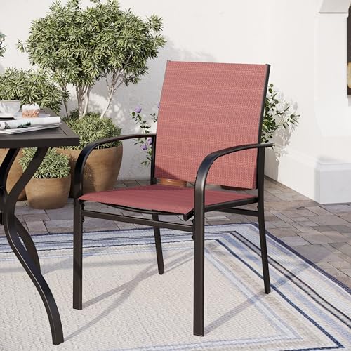 Image of SUNSHINE VALLEY 9pc Patio Dining Set, 57.5 inch Square Table & 8 Red Chairs