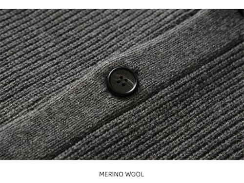 Men's Shawl Collar Cardigan Sweater Slim Cable Knit Button Merino Wool Sweater2