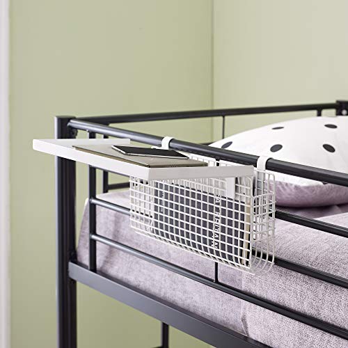 Walker Edison Universal Metal Bunk Bed Shelf Kids Bedroom Storage Basket, 14 Inch