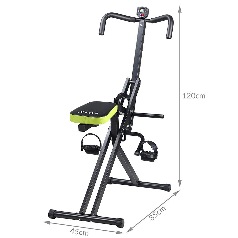 BAKAJI Total Body Trening Fitness Cardio Siłownia brzucha Chrupnięcie klatki piersiowej Ramiona Nogi z regulowanym wyściełanym siedziskiem i wyświetlaczem LCD składana rama ze stali nierdzewnej